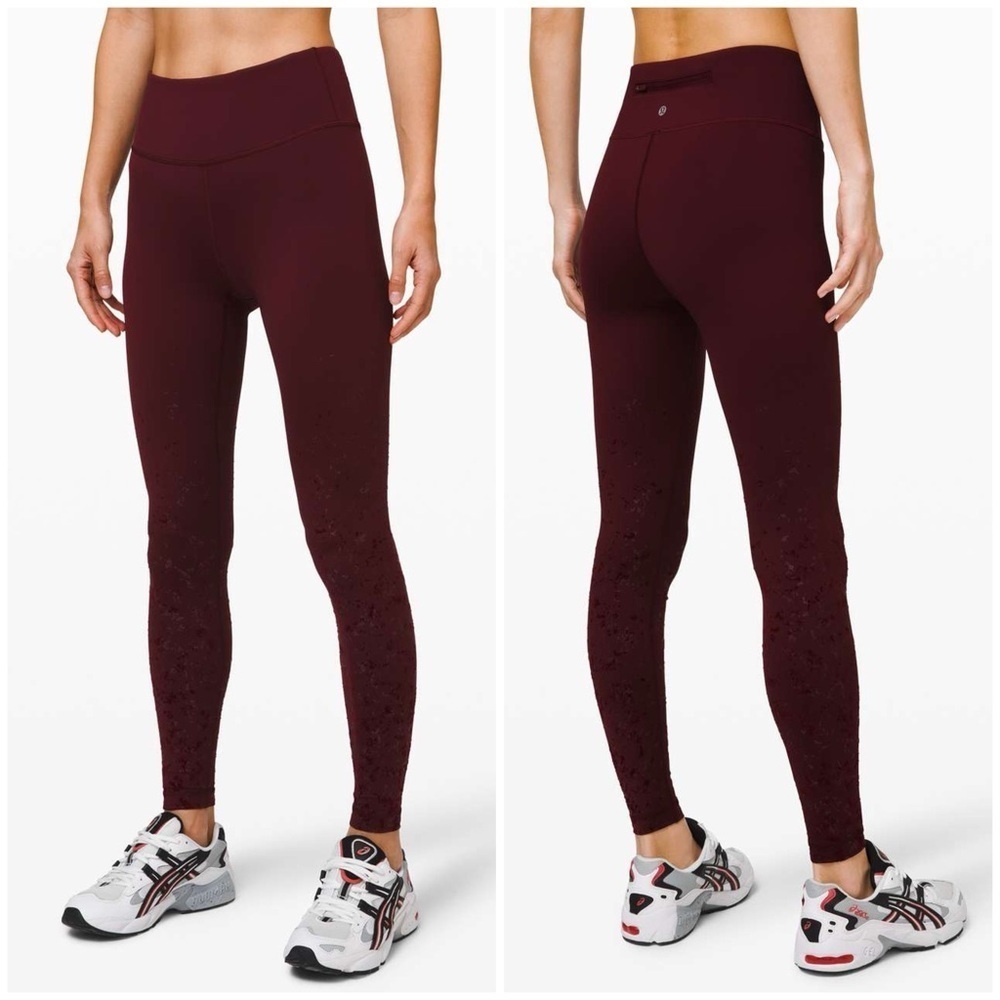 Lululemon Speed Wunder Mid-Rise Tight 28" *Speckle Shine Garnet/Garnet (Size 8)